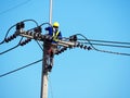 Man Working on the Working at height on construction site Royalty Free Stock Photo