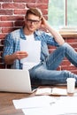 Man working at home. Royalty Free Stock Photo
