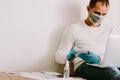 Man working at home on quarantine self isolation