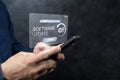 Man working and installing update process Royalty Free Stock Photo