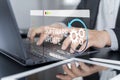 Man working and installing update process. Software updates or operating system upgrades to keep your device up Royalty Free Stock Photo