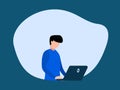 Man working on laptop. Freely express opinions or learn about jobs online. vector