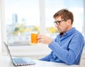Man working with laptop at home Royalty Free Stock Photo