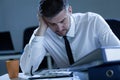 Man working late at the office Royalty Free Stock Photo