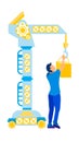 Man Working with Lifting Crane Vector Illustration Royalty Free Stock Photo