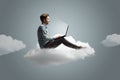 Man working on a cloud Royalty Free Stock Photo