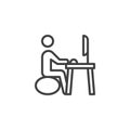 Man working at office workplace line icon