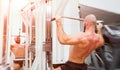 Man working out his back with pull ups Royalty Free Stock Photo