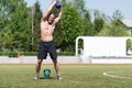 Man Exercising With Kettle Bell Outdoors Royalty Free Stock Photo