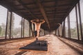 Man working out at old train station Royalty Free Stock Photo