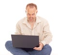 Man working over the internet at home Royalty Free Stock Photo