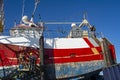 Painting Fishing Boat in Fraserburgh Harbour. Freserburgh, Aberdeenshire, Scotland, UK. Royalty Free Stock Photo