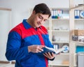 Man working in the postal warehouse