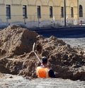 Man is working at the road construction Royalty Free Stock Photo