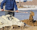 Man is working at the road construction Royalty Free Stock Photo