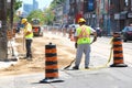 Man working in road construction Royalty Free Stock Photo