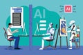 Business man and ai Robots with generative Artificial Intelligence