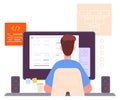 Man working with script. Software development. Programmer back view