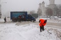 Man working at snow removal