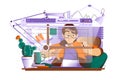 Man working on website or app, ui ux design Royalty Free Stock Photo