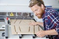 man working on wood shaper Royalty Free Stock Photo