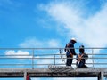 Man Working on the Working at height on construction