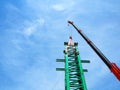 Man Working on the Working at height on construction Royalty Free Stock Photo