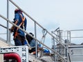 Man Working on the Working at height on construction Royalty Free Stock Photo