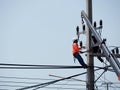 Man Working on the Working at height on construction Royalty Free Stock Photo