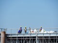 Man Working on the Working at height on construction site Royalty Free Stock Photo
