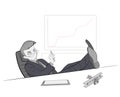 The man in the workplace sits throwing his feet on the table. rest at work. vector illustration.