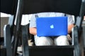 Man works on Apple laptop