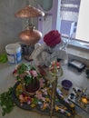 Man worshiping inside of shiva temple at Hinglaj village idar himmatnagar road Sabarkantha Gujarat Royalty Free Stock Photo