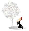 Man worshiping money tree