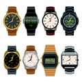 Man wrist watch flat vector set