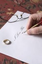 Man Writing an I Love You Note Royalty Free Stock Photo