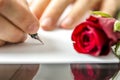 Man writing a letter to his sweetheart Royalty Free Stock Photo