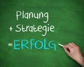 Man writing planung strategy and erfolg