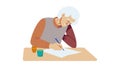Man Writing Thoughtfully: Creative Process & Focus, vector design Generative AI Royalty Free Stock Photo