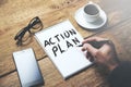Man written action plan text Royalty Free Stock Photo