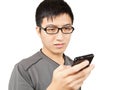 Man writting SMS on mobile phone Royalty Free Stock Photo