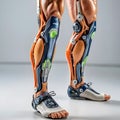 A man's legs with a pair of prosthetics.