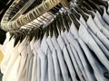 Man shirts on hangers Royalty Free Stock Photo