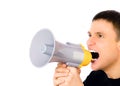 Man yelling into megaphone Royalty Free Stock Photo