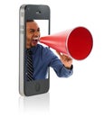 Man yelling in megaphone Royalty Free Stock Photo