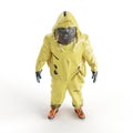 a man in a yellow chemical suit, 3d rendering