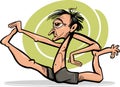 Man in yoga asana cartoon illustration