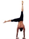 Man yoga handstand full length gymnastic Royalty Free Stock Photo