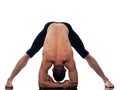 Man yoga Prasarita Padottanasana pose Royalty Free Stock Photo