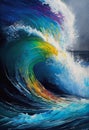 Mana Blast: A Vibrant Young Wave Melting on an Oil Canvas Background